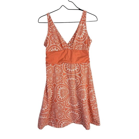 Patagonia Dress Womens Med Orange Margot Organic Cotton Floral Sun Tank Mandala - Picture 2 of 9